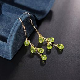 DAIMI 14K Gold Injection Peridot Earrings Female Simple Valentine's Day Gift for Girlfriend Earrings 210317290S