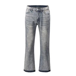 Men's Jeans High Street Washed Splash Ink Retro Wide-leg Flared Pants Mens Straight Casual For Men Harajuku Loose Denim Trous203g