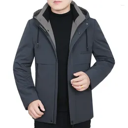 Men's Jackets 2023 Spring And Autumn Season Middle Aged Detachable Hat Casual Coat Thin Dad's Jacket