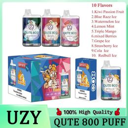 Authentic UZY QUTE 800 Puffs Disposable Vapes Pen 0%2% 3% 5% Strength 3ml Pre-filled Pod Vaporizer In Stock Fast Ship
