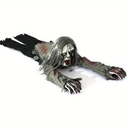 1pc, Halloween Decorations Crawling Ghost Sound Control With Hair Electric Crawling Ghost Bar Haunted House Props Horror Decoration, Home Decorations