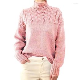 Women's Sweaters Cashmere Sweater For Women Cable Weaving Details High Neck Long Sleeve Knitwear Top 2023 Fashion