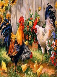 DIY 5D Diamond Painting by Number Kit Full Drill Rooster Hen Chicks Embroidery Cross Stitch Arts Craft Canvas Wall Decor2008415