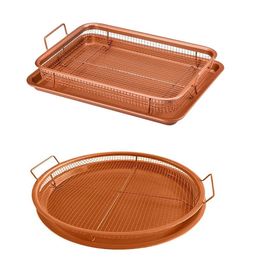 Baking Moulds Copper Baking Tray Oil Frying Roast Pan Non-stick Chips Basket Broil Plate Grill Mesh Kitchen Tools Cooking for Home Barbeque 231018