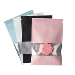 Evening Bags 100Pcs Zip Lock Mylar Foil Bag with Matte Clear Window Self Seal Tear Notch Reclosable Reusable Flat Pouches for Food Snack Tea 231018