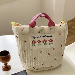 Diaper Bags deer jonmi Korean Style Cherry Embroidery Baby Kids Messenger Quilted Portable Mommy Bag 231019