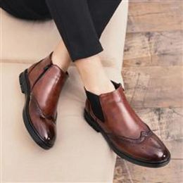 Dress Shoes Youth Casual Leather Men's Korean Style Trendy Business Formal Wear Height Increasing Insole British Black Autumn Br