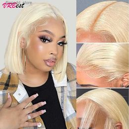 Synthetic Wigs 613 Honey Blonde Brazilian Straight Bob Wig Full Lace Front Human Hair Wigs For Women Glueless HD Lace Frontal Wig Wholesale Q231019