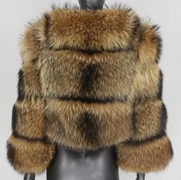 Women's Fur Faux Fur Natural Raccoon Fur Winter Jacket Women Big Fluffy Real Fur Coat Thick Warm Outerwear Streetwear Women Fur Coat Plus Size
