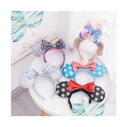 Party Decoration Wholesale Hair Accessories Mouse Ears Headband Sequins Bows Charactor For Women Kids Festival Hairband Girls Drop D Dhrud