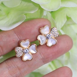 four leaf clover Earrings Made of natural shells and natural agate 925 silver designer for woman T0P quality diamond official reproductions classic 009