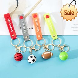 Simulated Ball Keychain Adhesive Dripping Football Basketball Rugby Tennis Pendant Car Accessories Ornaments Fans Sports Gifts