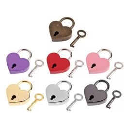 Door Locks Heart Shape Vintage Metal Mini Padlock Small Bag Suitcase Lage Box Diary Book Key Lock With 1107 Drop Delivery Home Garde Dhz9G