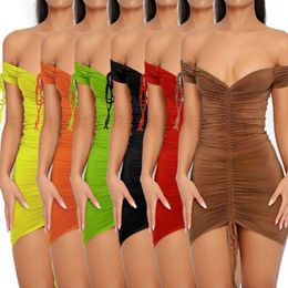 Women Bodycon Pencil Dress Ladies Summer candy color Clubwear Mini Dress Women Summer Sexy Dresses Polyester V-neck Dresses248n