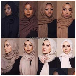 Scarves Cotton And Linen Women Hijabs Ladies Solid Long Shawl Head Scarf Female Hijab Plain Muslim Fashion Headscarf Drop Delivery A Dhgsl