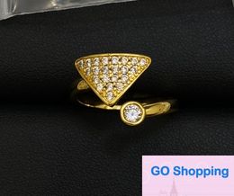 Designer New Fashion Triangle Zircon Geometric Open Ring Female Minority All-Match Rings