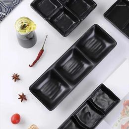 Plates Black Melamine Japanese Style Multi Grid Flavor Plate Barbecue Dipping Two/three Soy Sauce Dish Snack Bowl