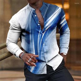 Men's Dress Shirts Shirt Button-up Casual Summer Line Burgundy Long-sleeved Stand Collar Daily Resort Clothing Apparel 6XL