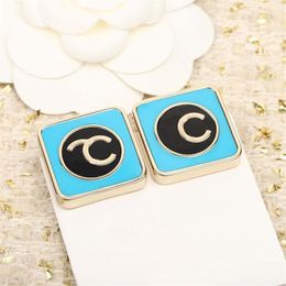 2023 Luxury quality charm stud earring with black and blue enamel color design have box stamp PS7534A290M