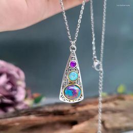 Pendant Necklaces Bohemia Multicolour Round Natural Gem For Women Girls Vintage Ethnic Style Luxury Female Jewellery Party Gifts