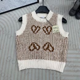 Luxury Designer Sweater Vest Women Classic Knit Waistcoat Loose Round Neck Sleeveless Knitwear