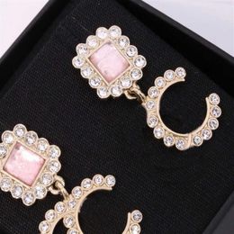 2022 Top quality charm dangle drop earring with black color and pink color crystal diamond in 18k gold plated for women wedding je279D