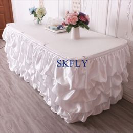 Table Skirt SK002G wedding events supplier factory gathered white purple green satin table skirt 231019