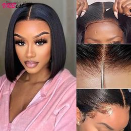 Synthetic Wigs Wear and Go Glueless Wigs Human Hair Straight Bob Wig Pre Plucked Pre Cut Lace Body Wave 4X4 Hd Lace Closure Wigs Q231019