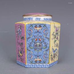 Bottles Chinese Colour Enamel Porcelain Pot Qing Yongzheng Flowers Jar Tea Caddy 3.9"