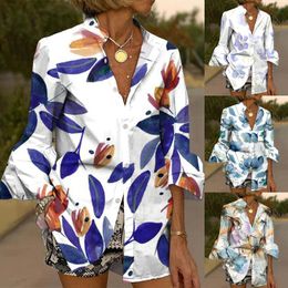 Ethnic Clothing Women Dressy Casual Seventh Sleeve Shirts Blouses Folding Cuff V Neck Boho Tops Dress Shirt For Long Classic Womens Blouse