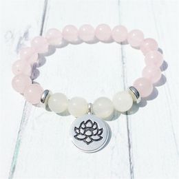 MG0385 Natural A Grand Moonstone Bracelet Fashion Women's Rose Quartz Bracelet Heart Chakra Energy New Beginnings Jewelry305u