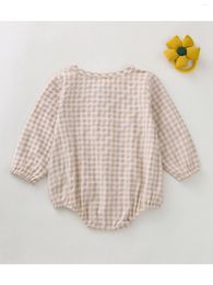 Rompers Baby Girls Clothes Infant Crewneck Checkered Romper Long Sleeve Oversized Bodysuit Square Plaid Fall Winter OutfitsAdorable