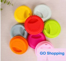 Quality 9cm Silicone Cup Lids Creative Mug Cover Food Grade Reusable Tea Coffee Cup Lid Anti-dust Airtight Seal Cover for 12oz/16oz Cups