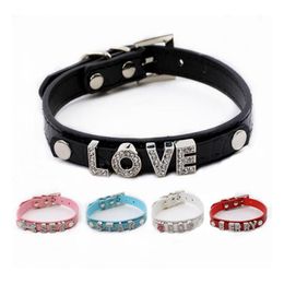 Dog Collars & Leashes Pu Leather Personalised Custom Dog Collars For 10Mm Letters And Charms 5 Colours 4 Home Garden Pet Supplies Dog S Dhti7