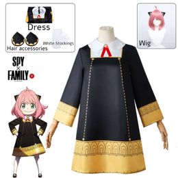 Anime SPY FAMILY Forger Cosplay Costume Toddler Kids Anya Cospla Kawaii Black Dress Party Clothes Wig Halloween Women Girlcosplay