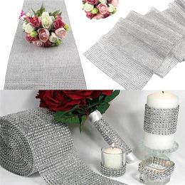 Decorative Flowers Mesh Trim Bling Diamond Wrap Cake Roll Tulle 1pcs 90cm 12cm Crystal Drill Ribbons Wedding Decoration Event Party