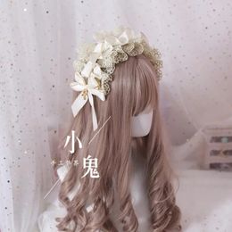 Hair Accessories Japan Cosplay Lolita Children's Headwear Retro Princess Hairband Girl Bow Lace Hairpin Headband A1095 231019