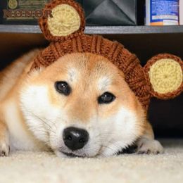 Dog Apparel NONOR Funny Hat Cute Knitted Pets Golden Retriever Labrador Headgear Cap Christmas Headwear For Small Medium Large Dogs