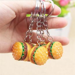 30pcs lot Simulation Hamburger Key Chain Creative Pendant Bag Charm Accessories Handmade Resin Food Car Key Ring Lovely Keychain325t