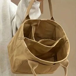 Shoulder Bags Simple Canvas Tote Bag Women's Trendy Colour Handbag Casual Large Bookbag For Studentscatlin_fashion_bags
