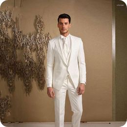 Men's Suits Italian White Men Suit For Wedding Bridegroom Blazer Prom Custom Made Tuxedo Slim Fit Formal Terno Masculino Groom Wear 3Pieces