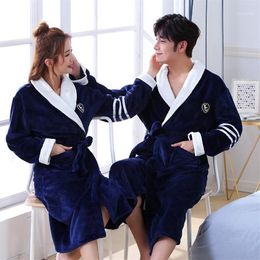 Autumn Winter Warm Sleepwear Lovers Coral Fleece Robe Women Men Thicken Bathrobe Lounge Nightgown Home Clothes M L XL XXL1277u