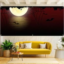 1pc, Halloween Bat, Moon Garage Door Banner (71in*157in/180cm*400cm), Polyester Garage Door Decoration, Garage Door Mural,