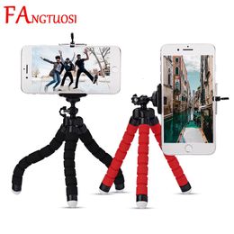 Tripods FANGTUOSI Mini Flexible Sponge Octopus Tripod bendable Mobile Phone Smartphone 8 7 Camera 231018