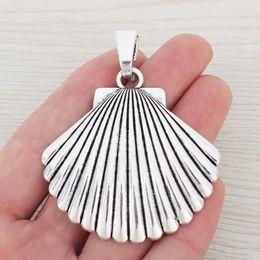 Pendant Necklaces 3 X Tibetan Silver Trendy Large Scallop Shell Seashell Charms Pendants For Jewellery Necklace Making Finidngs Accessories