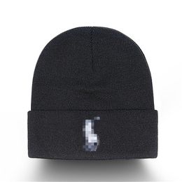 Autumn and Winter Knitted hat Luxury beanie cap winter men and women Unisex embroidered logo polo wool blended hats high quality outdoor warm brimless S-21