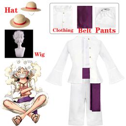 Wano Country Anime Costume Shirt Pants with Sash Nika Form Outfit Monkey D Luffy Cosplay Wigscosplay