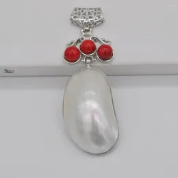 Anhänger Halsketten Natürliche Weiße Perle Shell Rote Meer Koralle Schmuck Für Frau Geschenk S145