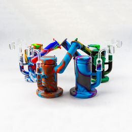 Colourful Silicone Waterpipe Pipes Portable Multifunctional Herb Tobacco Oil Rigs Stash Case Straw Nails Spoon Philtre Bowl Bubbler Cigarette Holder Smoking Bong