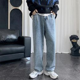 Men's Jeans Button Zipper Denim Pants Streetwear Trousers Loose Straight Fit Wide Leg With Mid-rise For Men